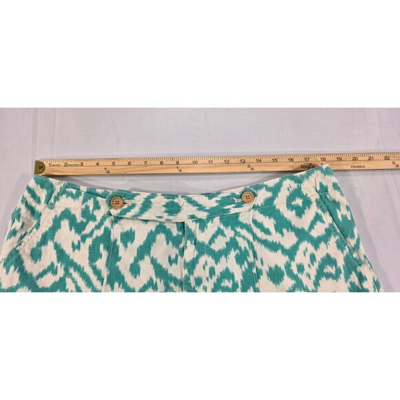 Ann Taylor LOFT Womens Shorts Linen Cotton Pockets Ikat Natural Green Size 12 - Picture 8 of 11